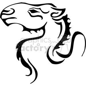 This image features a stylized, black-and-white outline of a camel's head. The design is simplified and artistic, making it suitable for vinyl cutting or a tattoo template.