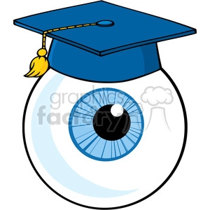 12822 RF Clipart Illustration Eye Ball Cartoon Character With Graduate Cap