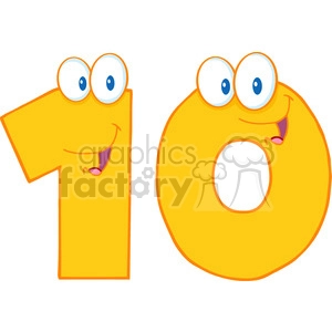 5027-Clipart-Illustration-of-Number-Ten-Cartoon-Mascot-Character