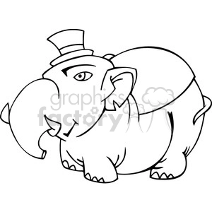 black and white image of a fat Republican elephant
