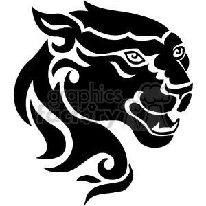 The image is a black and white stylized outline of a wild cat, which appears to represent a panther. The design is suitable for uses such as a vinyl decal or a tattoo, featuring bold contrasting shapes that emphasize the fierce and majestic qualities of the animal.