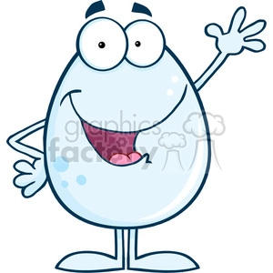 Clipart of Smiling White Egg Cartoon Character Waving For Greeting