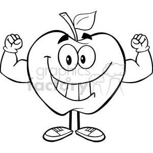 5950 Royalty Free Clip Art Smiling Apple Cartoon Mascot Character With Muscle Arms