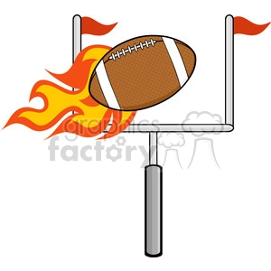 6566 Royalty Free Clip Art Flaming American Football Ball With Goal