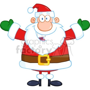 6657 Royalty Free Clip Art Happy Santa Claus With Open Arms For Hugging