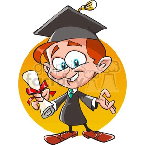 cartoon guy graduating with diploma