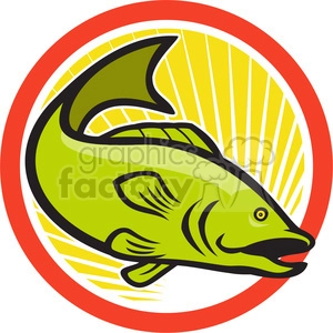 large mouth bass jump side in circle shape