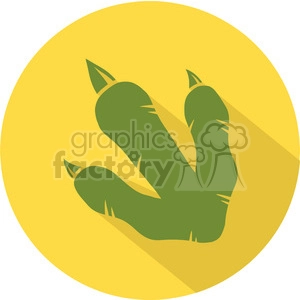 The clipart image depicts a stylized animal paw print with three toes and claw marks, which suggests it could be that of a raptor or a similar creature. The image is set against a circular yellow background.