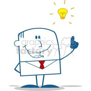 Royalty Free RF Clipart Illustration Happy Businessman With A Bright Idea Monochrome Cartoon Character
