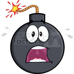 Royalty Free RF Clipart Illustration Scared Bomb Cartoon Character
