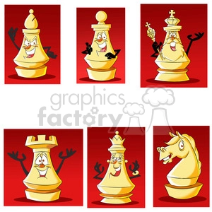 cartoon chess piece clip art set