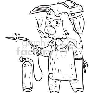 pig welder vector illustration