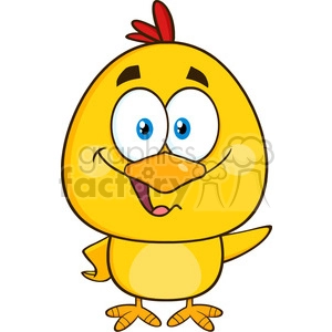 royalty free rf clipart illustration cute yellow chick cartoon character waving vector illustration isolated on white