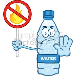 illustration cartoon ilustation of a water plastic bottle mascot character holding a no fire sign vector illustration isolated on white background