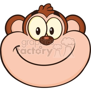 royalty free rf clipart illustration smiling monkey face cartoon character vector illustration isolated on white