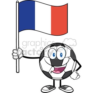 happy soccer ball cartoon mascot character holding a flag of france vector illustration isolated on white background