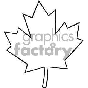 Royalty Free RF Clipart Illustration Outlined Canadian Maple Leaf Line Cartoon Drawing Vector Illustration Isolated On White Background