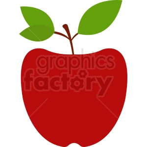 red cartoon apple with two leaves
