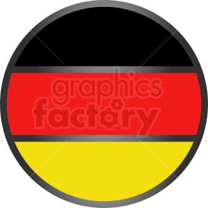 The image is a graphic representation of the flag of Germany, depicted in a circular format with a black top stripe, a red middle stripe, and a gold (yellow) bottom stripe.