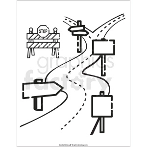road doodle note printable page