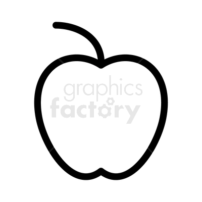 The image is a simple black and white line drawing of an apple. It's a minimalistic and stylized representation typically used for icons or logos related to health, organic products, or diet.