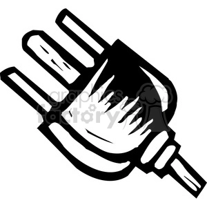 The image is a black and white clipart of an electrical plug.