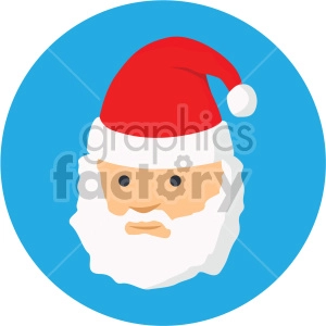 christmas santa face on blue circle background icon