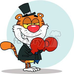 Tiger In A Business Suite And Hat Wearing Boxing Gloves