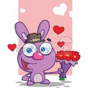 Cute Purple Bunny wearing a Hat With Flowers