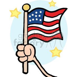 Hand Waving An American Flag On Independence Day With Stars