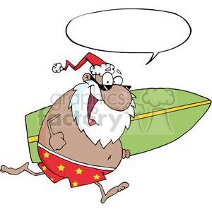 African-American-Santa-Running-With-A-Surfboard-With-Speech-Bubble