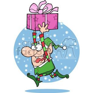 3335-Happy-Santas-Elf-Runs-With-Gift