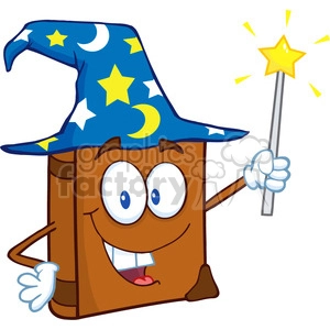 4688-Royalty-Free-RF-Copyright-Safe-Wizard-Book-Cartoon-Character-Holding-A-Magic-Wand