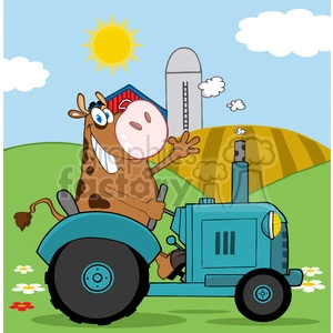brown-cow-on-a-tractor