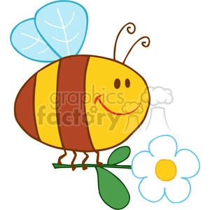 4715-Royalty-Free-RF-Copyright-Safe-Happy-Bee-Fflying-With-Flower