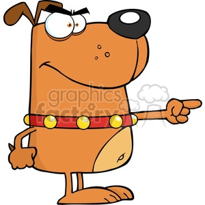 The image features a cartoon illustration of a comically angry dog or puppy. The dog is depicted in a standing position with one paw pointing outward, as if gesturing or blaming. It has a furrowed brow, large expressive eyes with a furled eyebrow, and a displeased mouth, contributing to the overall mad or grumpy appearance. The dog wears a collar with yellow spots or lights, and one of its ears is cocked upwards while the other one droops, adding to the quirky and funny vibe of the illustration.