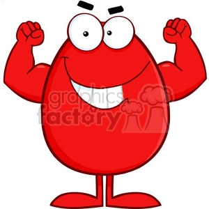 Clipart of Strong Red Easter Egg Cartoon Character
