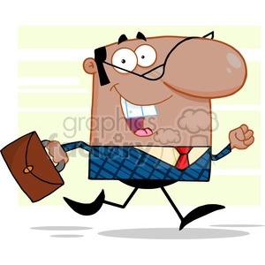 Royalty Free Lucky African American Business Manager Running To Work With Briefcase