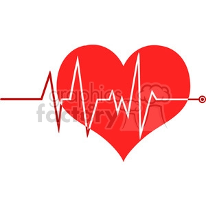 6242 Royalty Free Clip Art Ecg Graph On Red Heart