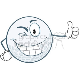 6490 Royalty Free Clip Art Winking Golf Ball Cartoon Character Holding A Thumb Up