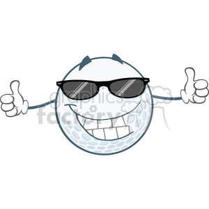 6494 Royalty Free Clip Art Smiling Golf Ball With Sunglasses Giving A Thumb Up