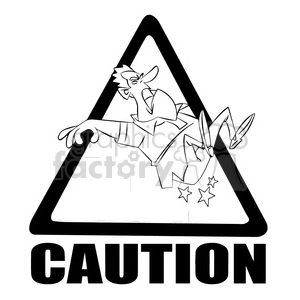 caution stairs sign with man falling black and white