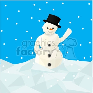 Low poly snowman square cartoon character vector clip art image geometric