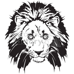 black and white lion head