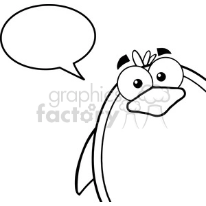 This clipart image features a cartoonish depiction of what seems to be a funny animal character. The animal has a large, beaked mouth, wide, staring eyes, and what might be feathers or hair on top of its head. It appears to be peeking in from the edge of the frame, with a speech bubble above it, indicating it's about to say something or symbolizing that it can be given dialogue.