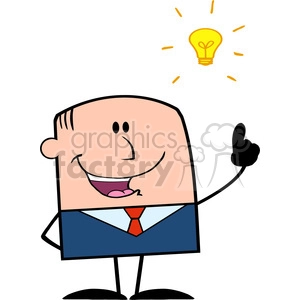 Royalty Free RF Clipart Illustration Happy Businessman With A Bright Idea Cartoon Character