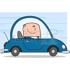 Royalty Free RF Clipart Illustration Businessman Driving Car To Work Cartoon Character On Background