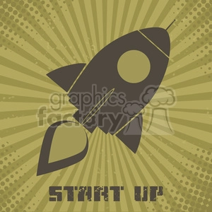 8320 Royalty Free RF Clipart Illustration Vintage Retro Rocket Ship Concept Vector Illustration With Text
