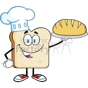 illustration chef bread slice cartoon character presenting perfect bread vector illustration isolated on white background