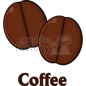 illustration two roasted coffee beans cartoon vector illustration with text isolated on white